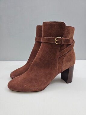 Cole Haan Glendale Jodhpur Ankle Boot Women 10 Dark Cuoio Brown Suede Block Heel